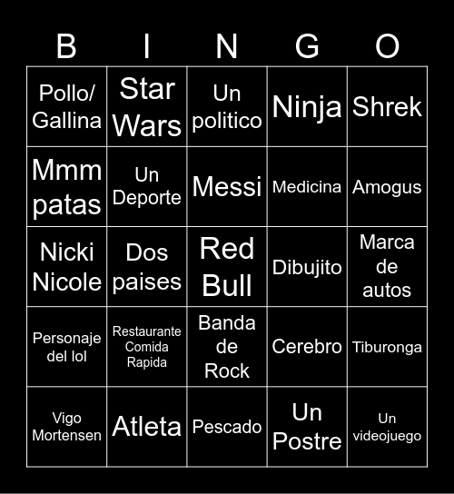 Infinite Caft Bingo Card
