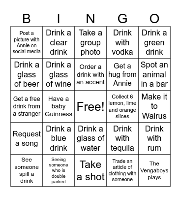 Annie's Birthday Bingo Card