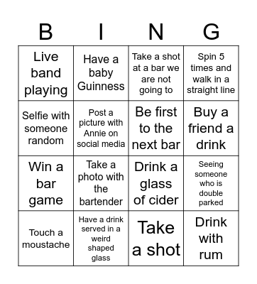 Annie's Birthday Bingo Card