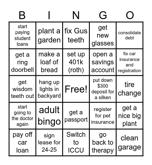 ADULT Bingo Card