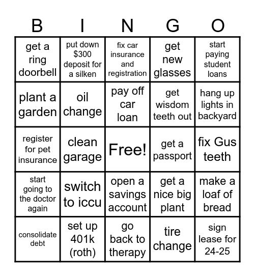 ADULT Bingo Card