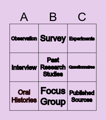 VOCABULARY BINGO Card