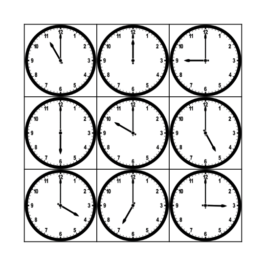 What Time Is It? Bingo Card