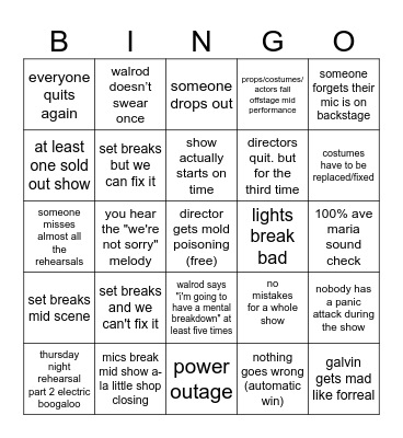 TECH WEEK BINGO Card