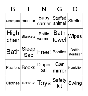 Baby Ballengee Bingo Card