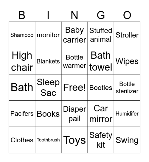 Baby Ballengee Bingo Card