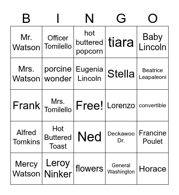 MERCY WATSON Bingo Card