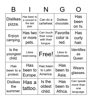Trans Power Bingo Card