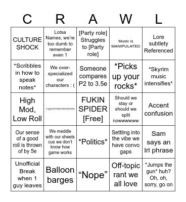 Dungeon? I Hardly Bludgeon! Bingo Card