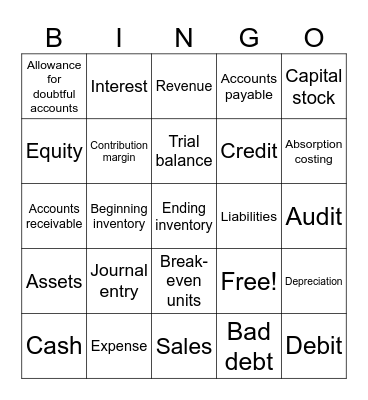 Accounting Bingo Card