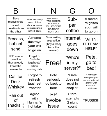 MARCH '24 STOCKTAKE Bingo Card