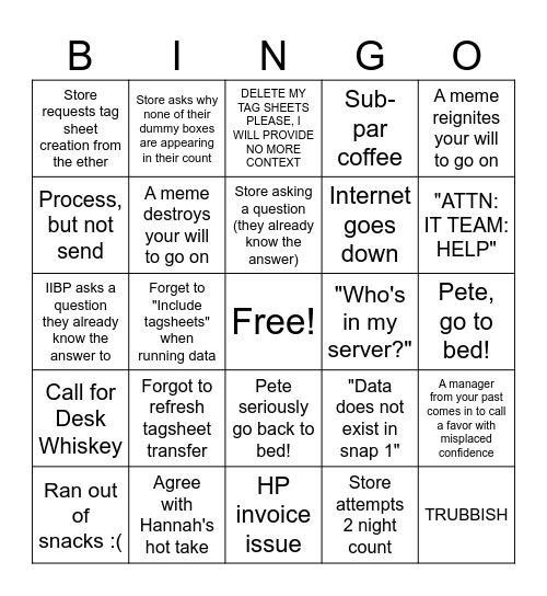 MARCH '24 STOCKTAKE Bingo Card