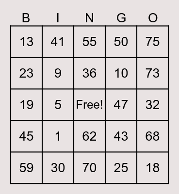 Arianne's Bingo Card