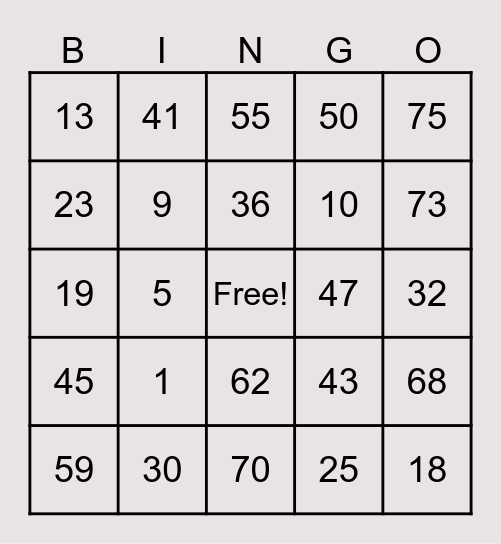 Arianne's Bingo Card