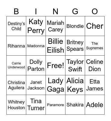 Women in Music Bingo Card