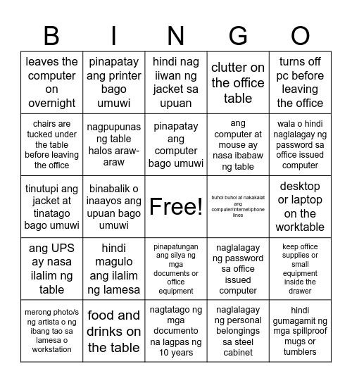 mag 7S Tayo Bingo Card