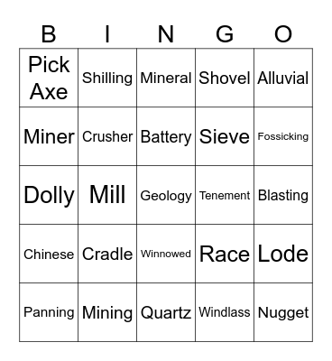 Goldrush Bingo Card