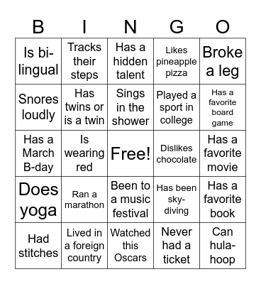 Find someone who ... Bingo Card