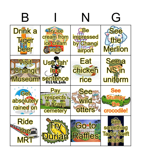 Singapore Bingo Card