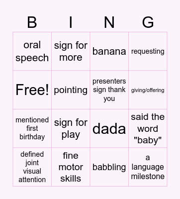 Baby's First Words & Sign Language! Bingo Card