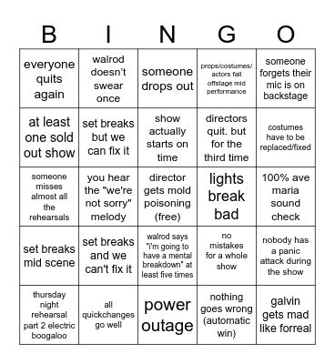 TECH WEEK BINGO Card