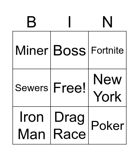 Infinite Craft Bingo Card