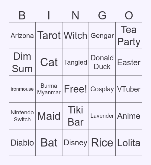 Hello Batty Infinite Craft Bingo Card