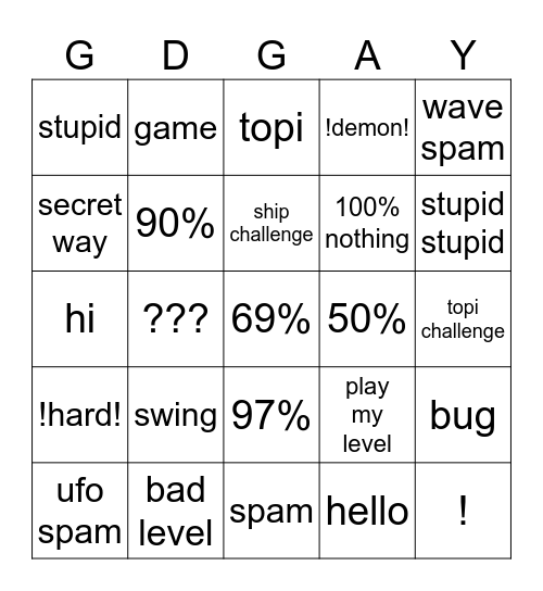 gd Bingo Card