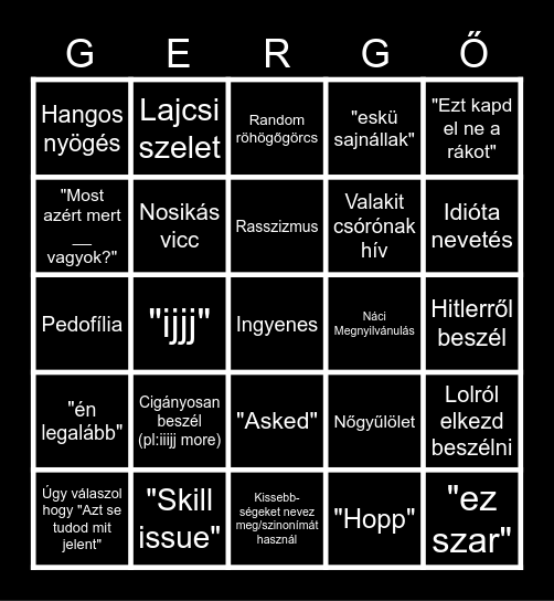 Hodosi bingo Card