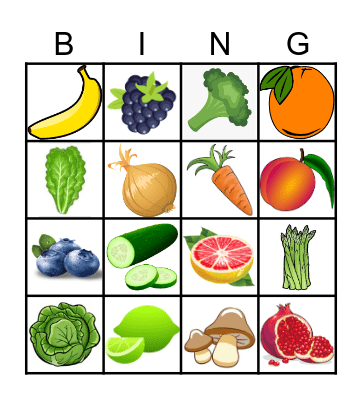 Fruits et Légumes Bingo Card