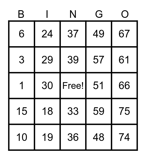 Farah Jane's Bingo Card Bingo Card