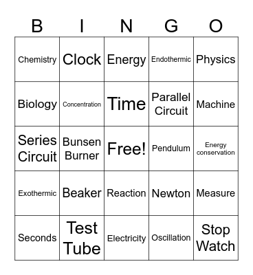 Science Week Bingo Card