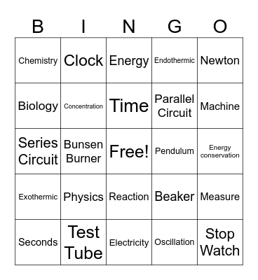 Science Week Bingo Card