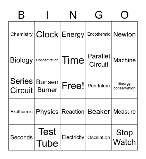 Science Week Bingo Card