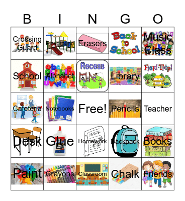 School Bingo Card