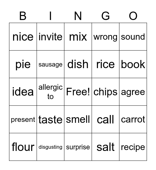 Bingo unit 5 1BK Bingo Card