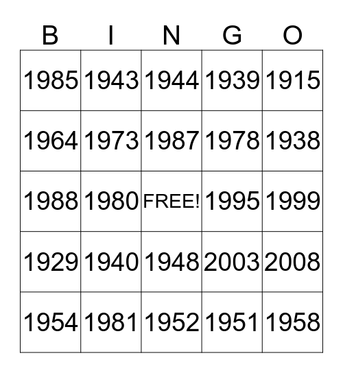 Phoxy's 100 jaar Bingo! Bingo Card