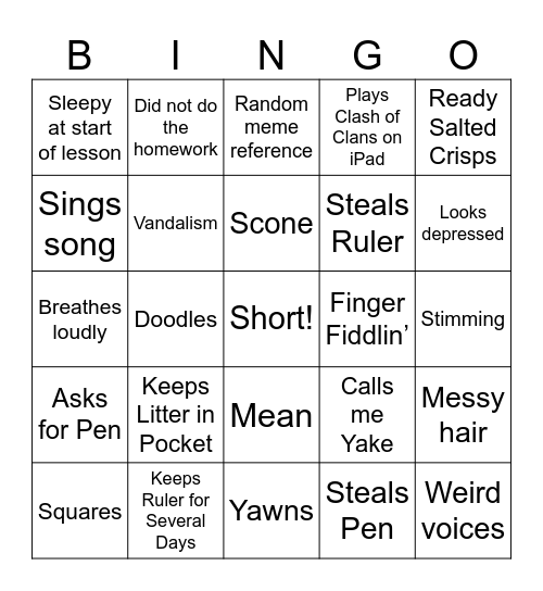 Olly Hyde Bingo Card