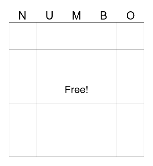 Name: _______________________________ Bingo Card