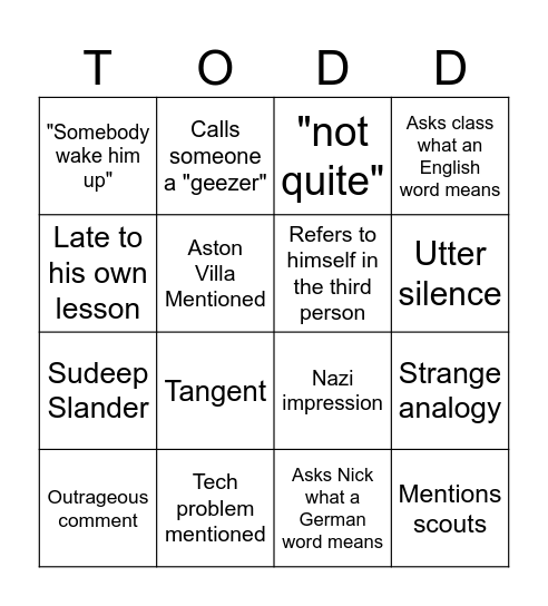 ADT Bingo Card