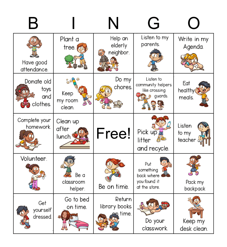 Accountability Bingo Card