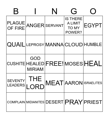 BIBLE BINGO Card