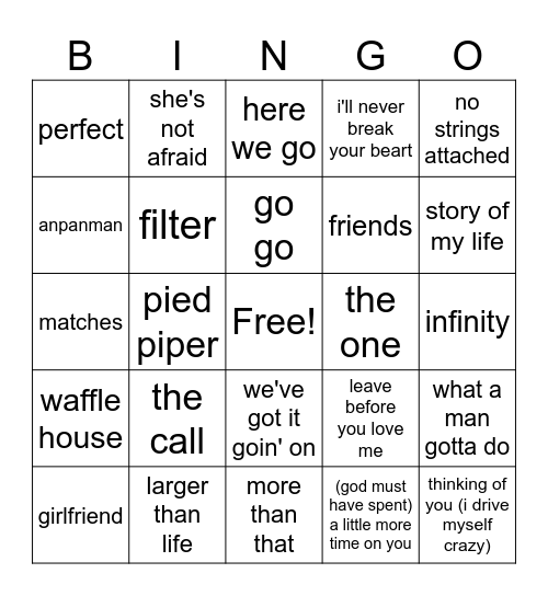 boy bands #2 Bingo Card