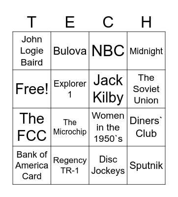Tech in the 1950s Bingo Card