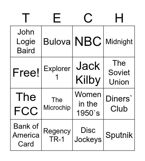 Tech in the 1950s Bingo Card