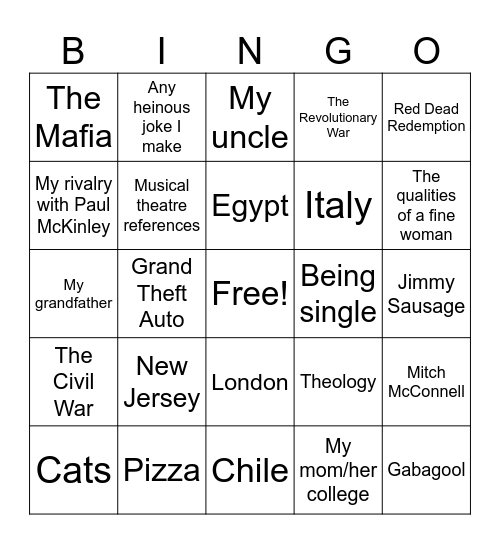 Jingo Bingo Card