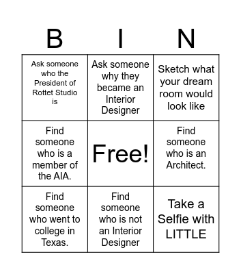 Rottet Studio - Intern Bingo-ISH Bingo Card