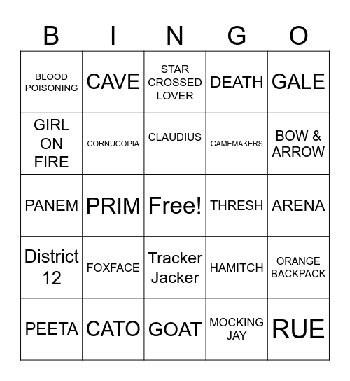 HUNGER GAMES BINGO Card