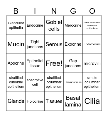 Tissues Bingo Card