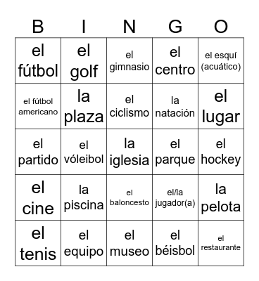 Des 1 Ch 4 Sports and Places Bingo Card